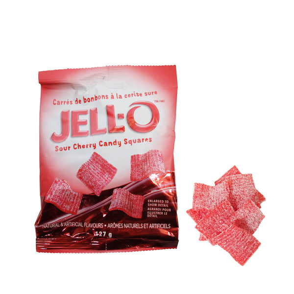 Jell-O Sour Cherry Candy Squares - 127 g