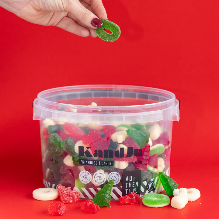 Seau de 1,4kg de mélange de bonbons de Noël