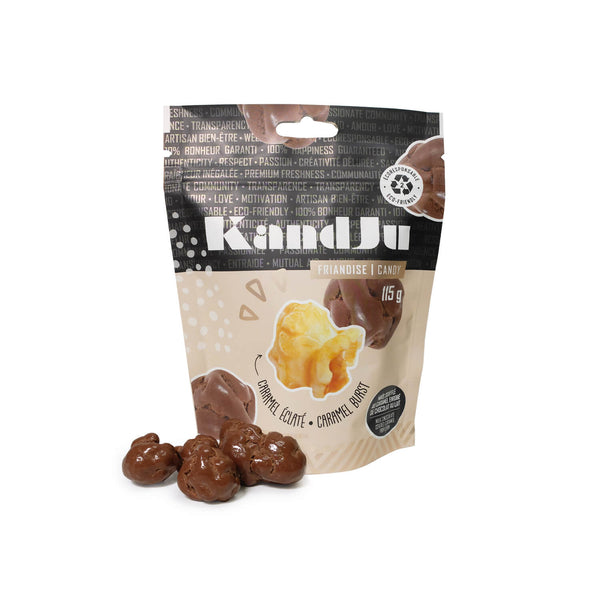Maïs soufflé au caramel enrobé de chocolat au lait - 115 g – KandJu