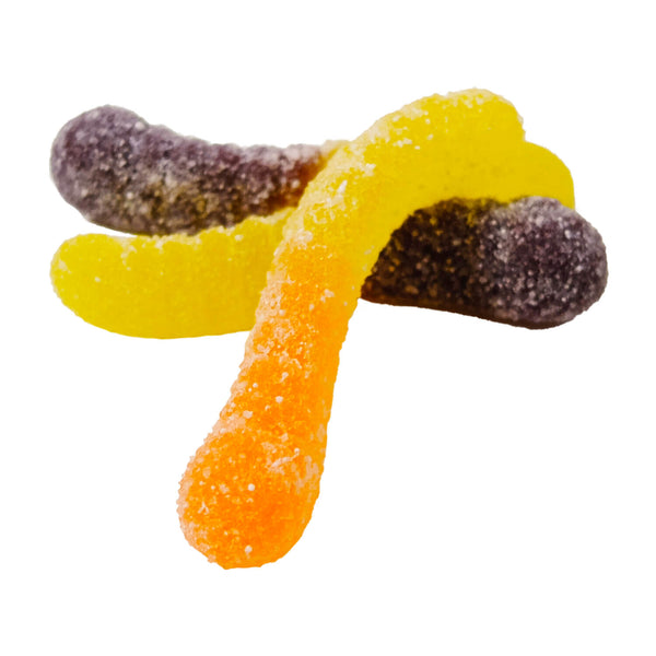 Mini vers surs Halloween - jujube en vrac, sûr, saveurs de orange, cerise et citron